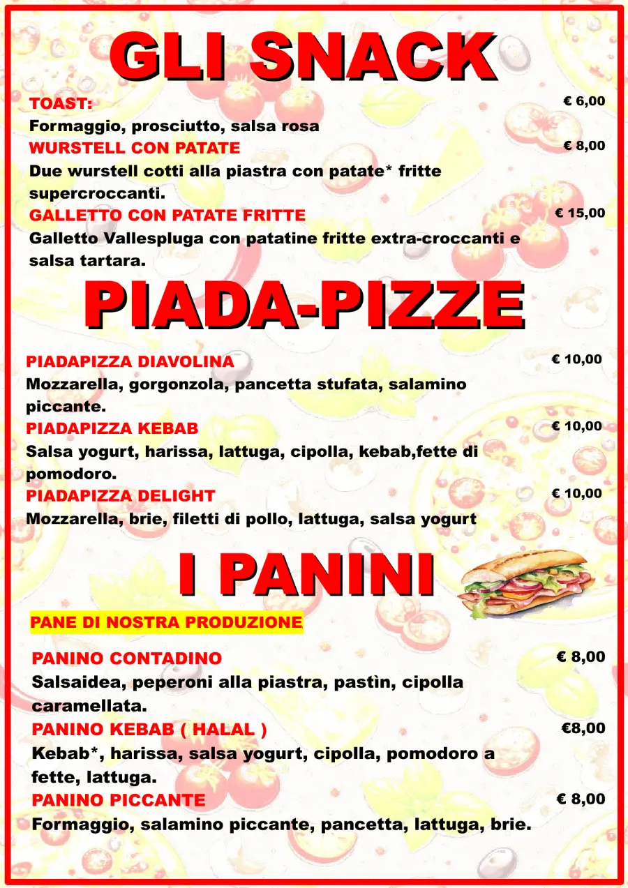 Listino online : Listino pizzaidea Pizzaidea Ceggia
